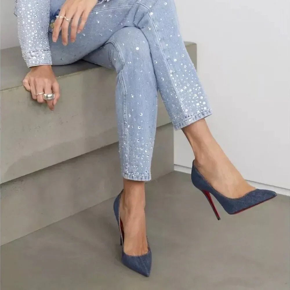 Christian Louboutin So Kate 120 leather pointed toe pumps Blue Denim Gold 36 - Picture 10 of 10